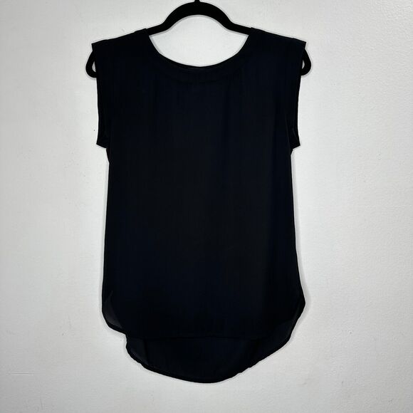 J. Crew Black Sleeveless Banded Neck and Sleeve Round Hem Side Slit Blouse 0 - Picture 2 of 10